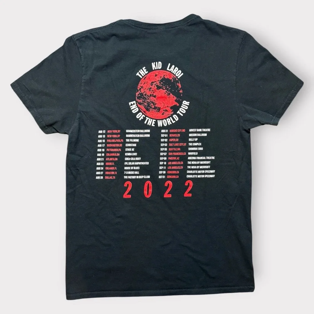 The Kid LAROI End Of The‎ World Tour 2022 T-Shirt Black Red Graphic Mens Medium